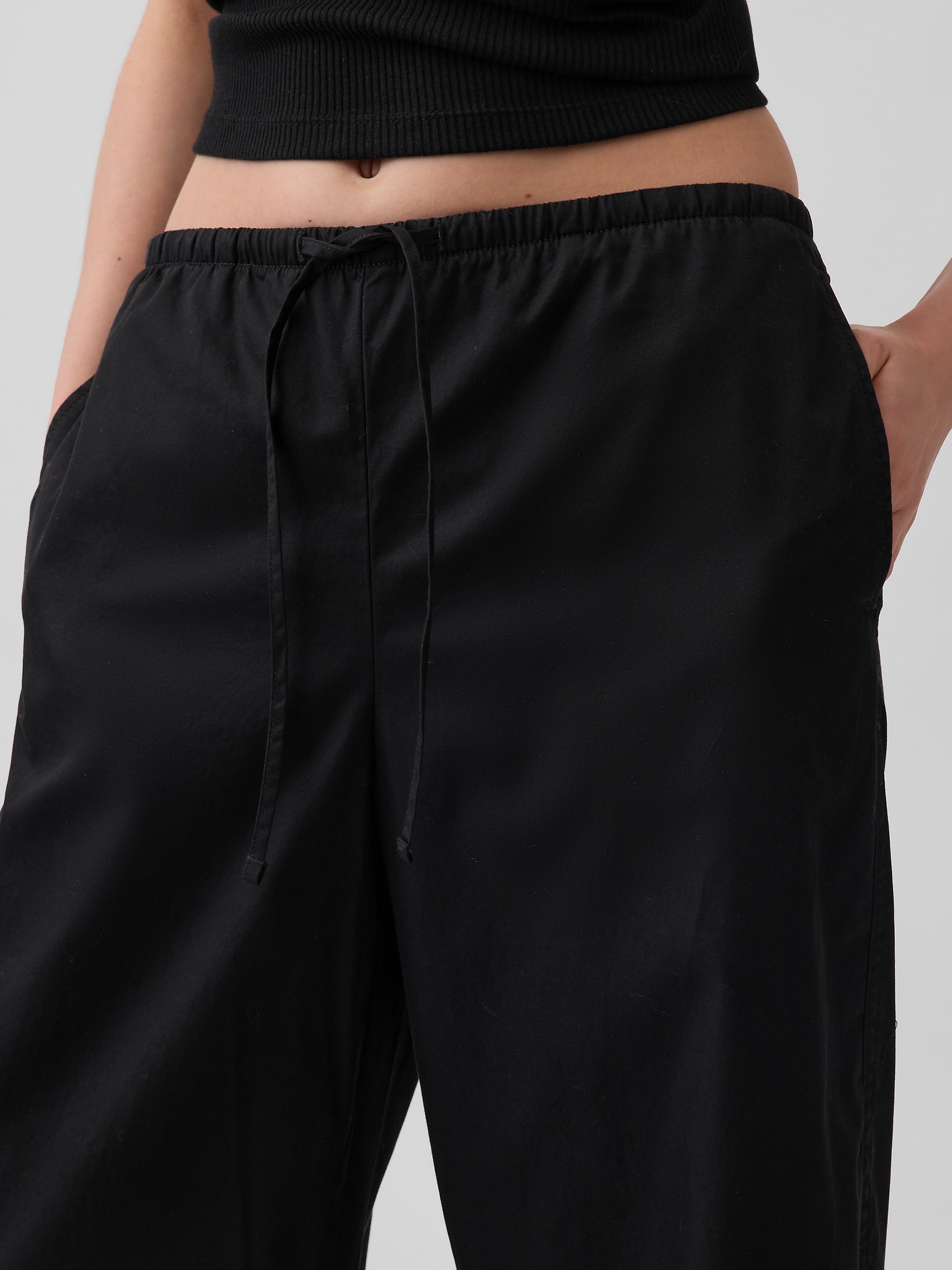 Женские брюки Gap Poplin Easy Barrel, цвет: Чёрный — фото 4