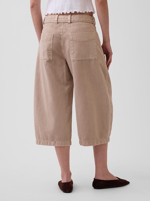 Image number 4 showing, Mid Rise Belted Culotte Barrel Pants