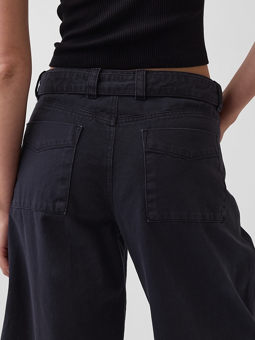 Image number 5 showing, Mid Rise Belted Culotte Barrel Pants