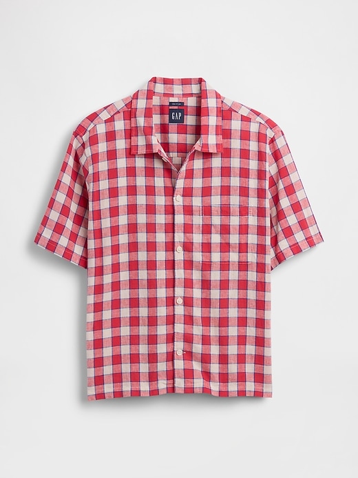 Image number 5 showing, Linen-Cotton Relaxed Straight-Hem Shirt