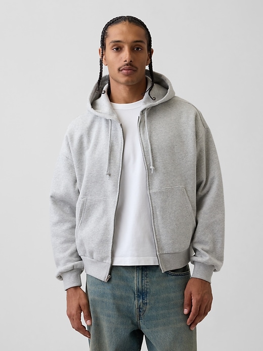 Image number 1 showing, VintageSoft Oversized Crop Zip Hoodie