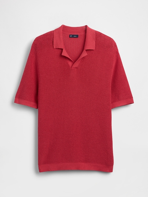 Image number 5 showing, Linen-Blend Camp Polo Sweater Shirt