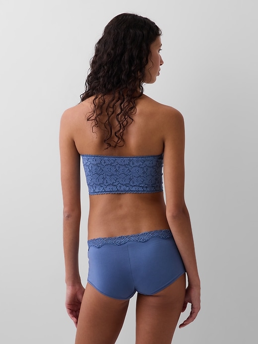 Image number 2 showing, Organic Stretch Cotton Lace-Trim Bandeau Bralette