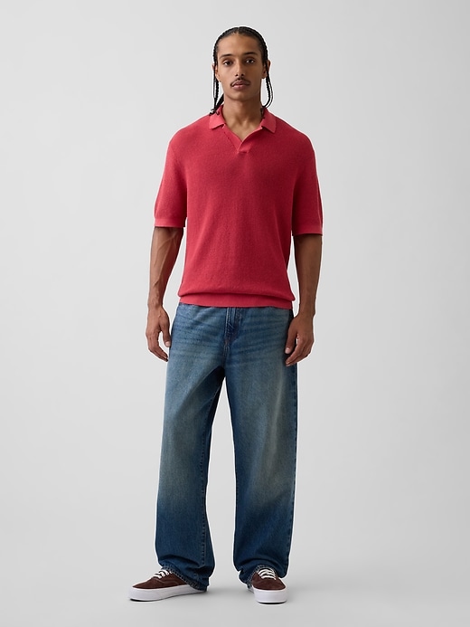 Image number 2 showing, Linen-Blend Camp Polo Sweater Shirt