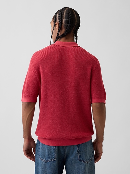 Image number 3 showing, Linen-Blend Camp Polo Sweater Shirt