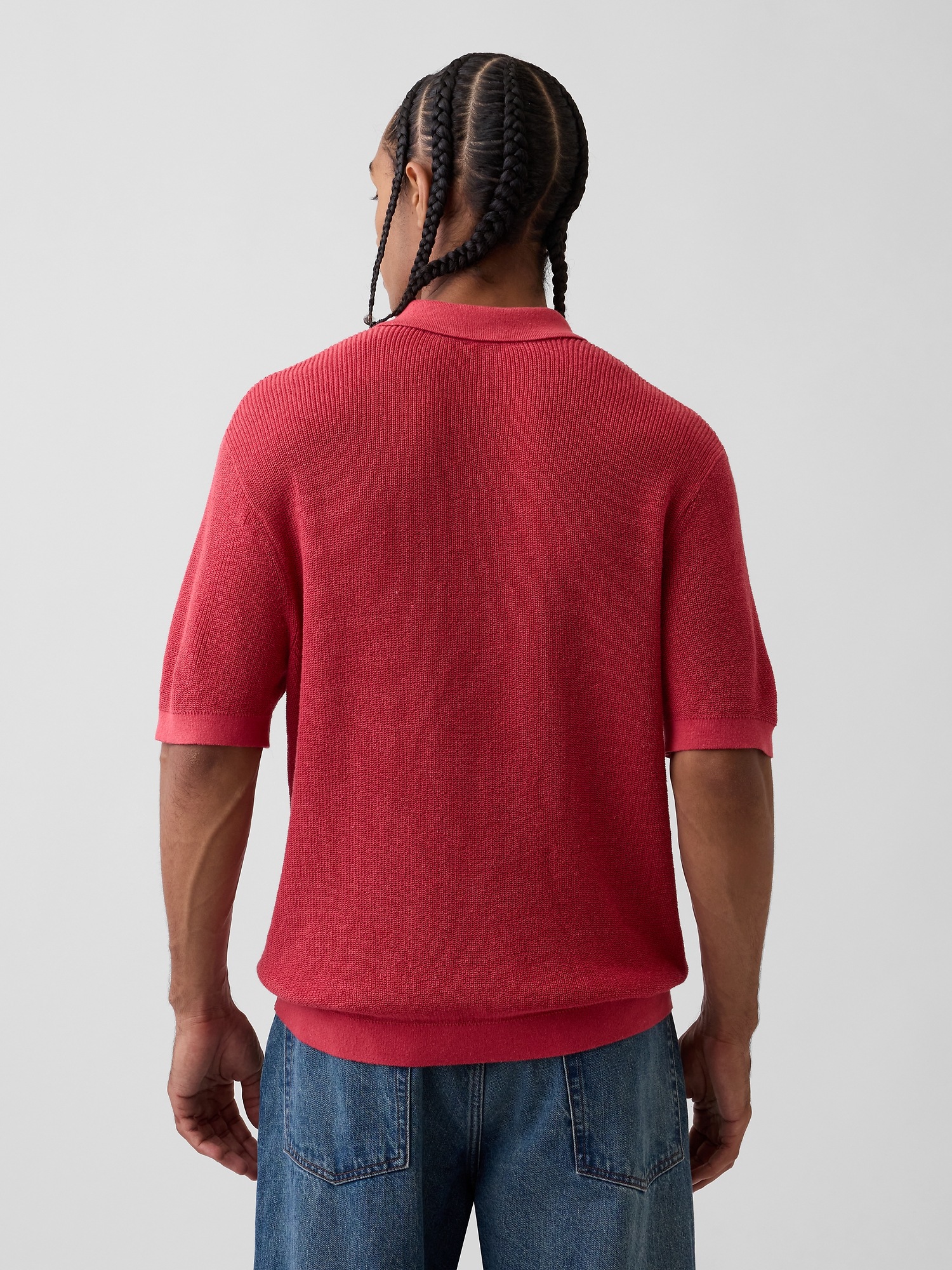 Мужские свитеры Gap Linen-Blend Camp Polo Sweater Shirt — фото 3