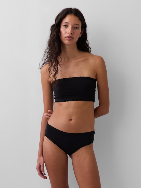 Organic Stretch Cotton Lace-Trim Bandeau Bralette