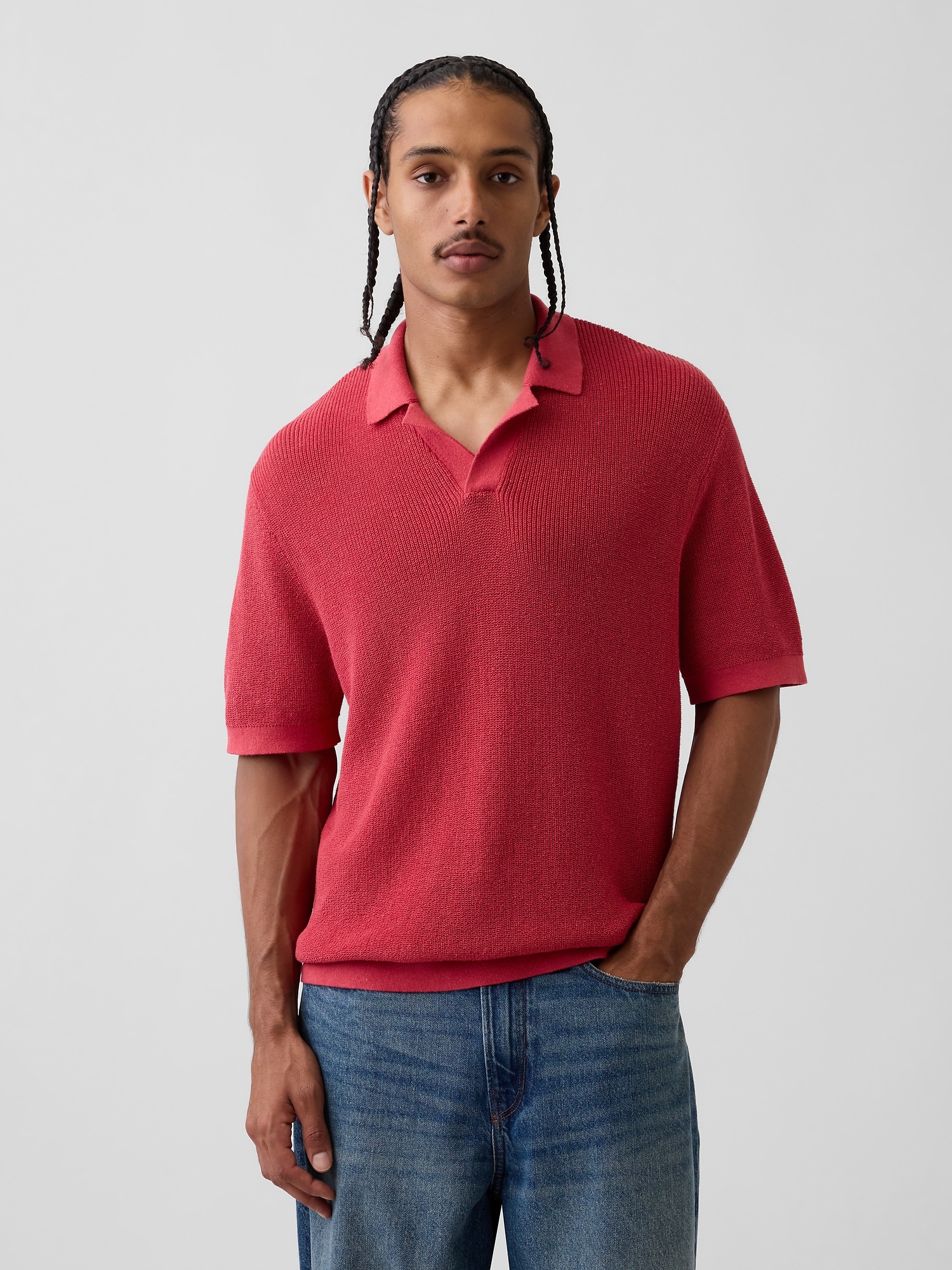 Мужские свитеры Gap Linen-Blend Camp Polo Sweater Shirt