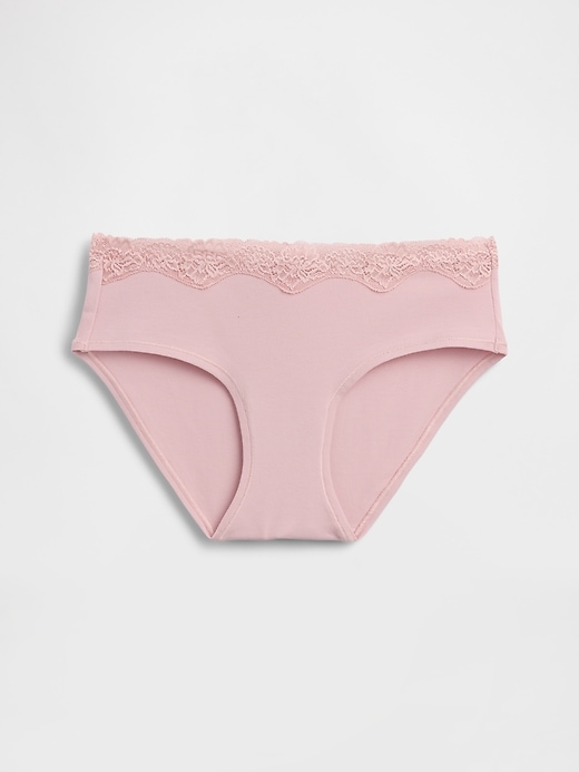 Image number 4 showing, Organic Stretch Cotton Lace-Trim Hipster