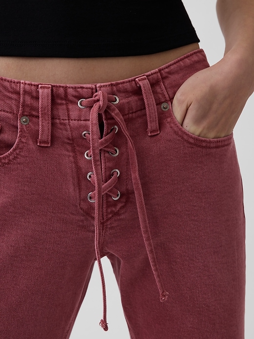 Image number 5 showing, Low Rise Lace-Up '90s Slim Straight Jeans
