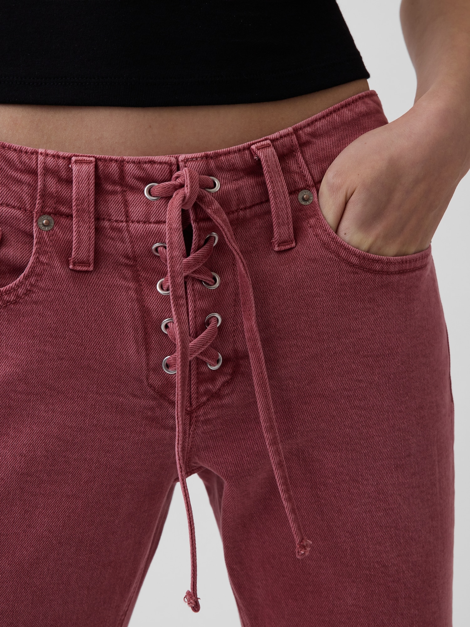 Женские джинсы Gap Low Rise Lace-Up '90s Slim Straight Jeans — фото 5
