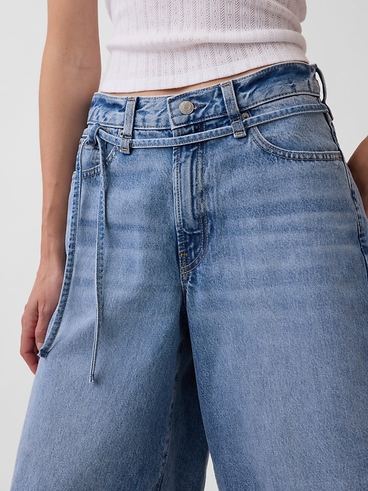 Image number 5 showing, 11" Mid Rise Micro Belt Longline Denim Shorts