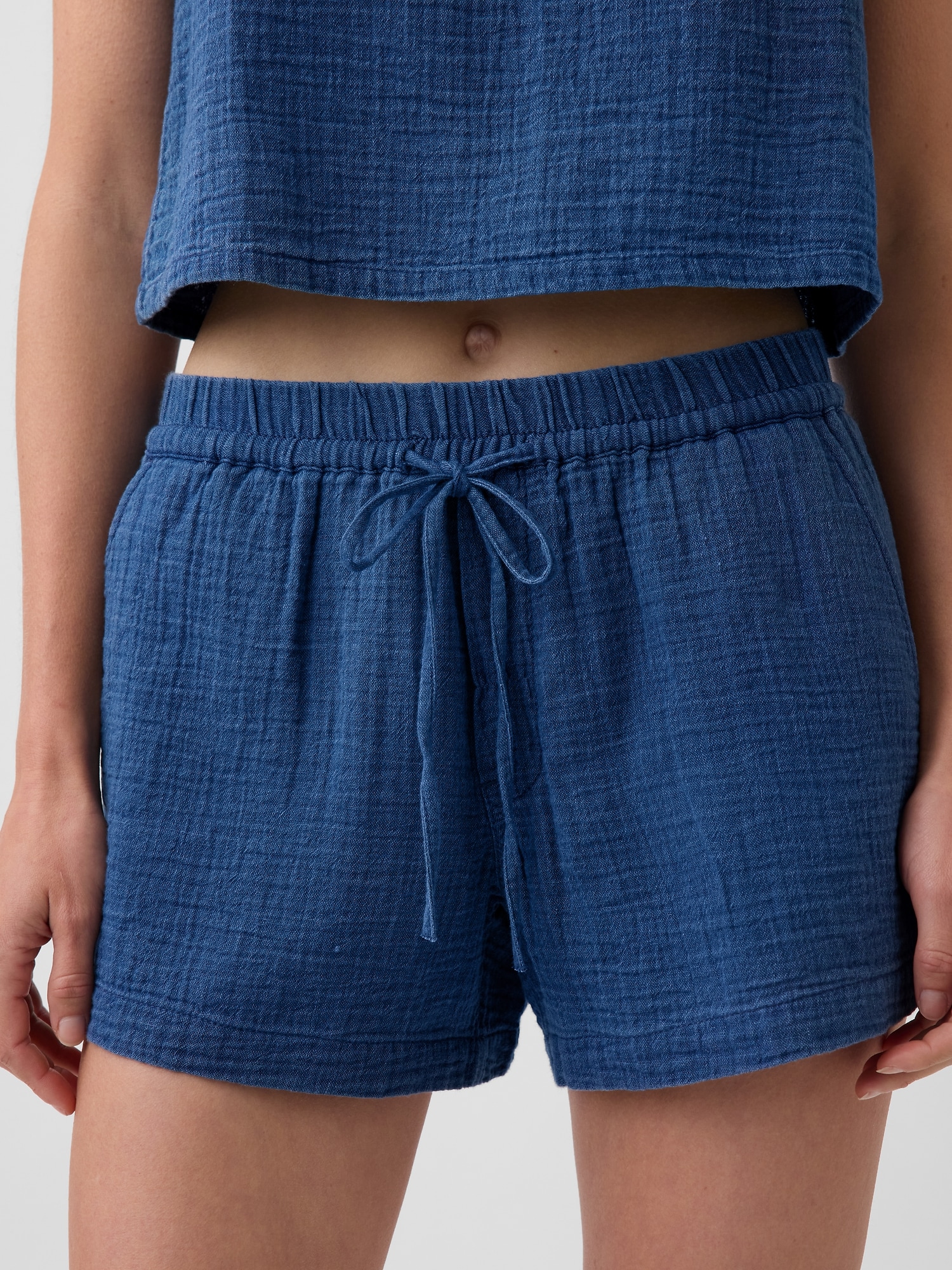 4" Cotton Gauze Denim Easy Shorts