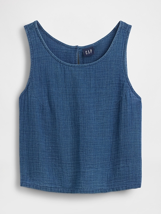 Image number 1 showing, Cotton Gauze Denim Shell Tank Top
