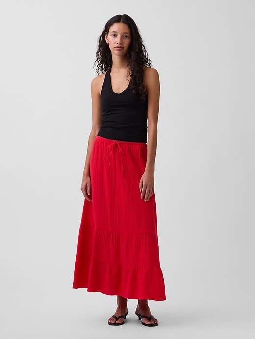 Image number 1 showing, Cotton Gauze Tiered Easy Maxi Skirt