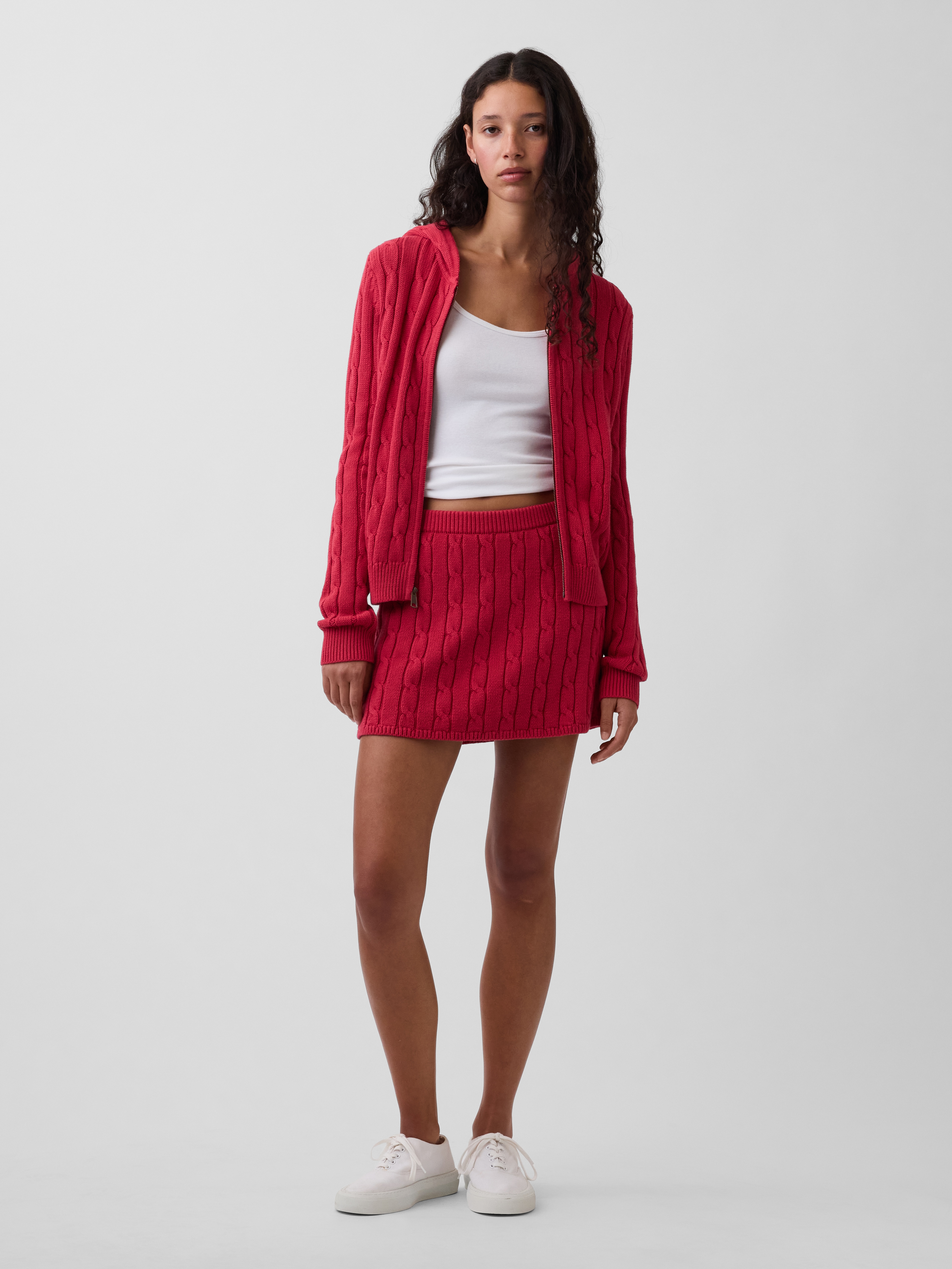 100% Cotton Cable-Knit Mini Skort