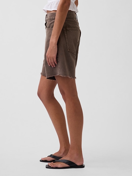 Image number 3 showing, 8" Mid Rise Loose Denim Bermuda Shorts