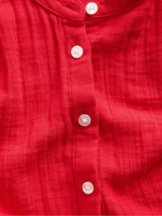 Image number 4 showing, Cotton Gauze Oversized Collarless Shirt