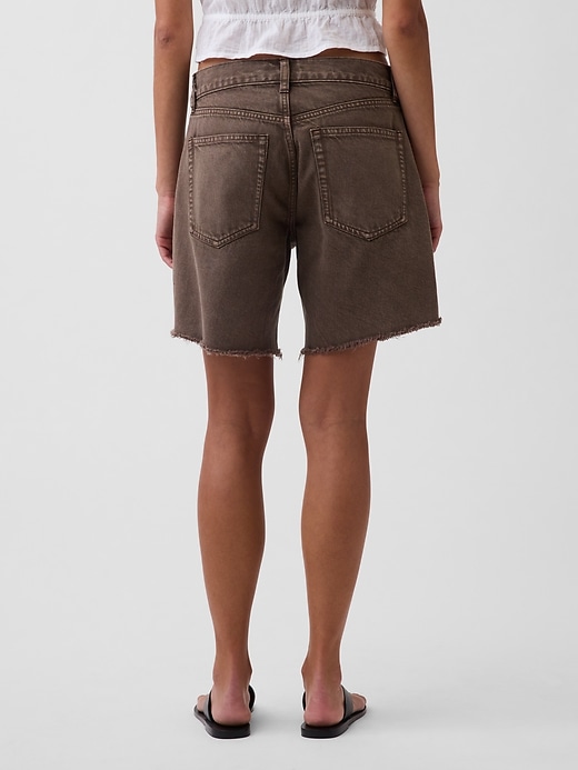 Image number 4 showing, 8" Mid Rise Loose Denim Bermuda Shorts