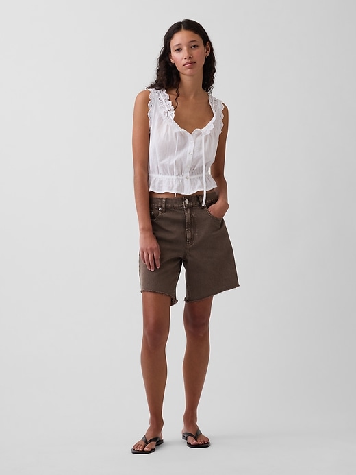 Image number 5 showing, 8" Mid Rise Loose Denim Bermuda Shorts