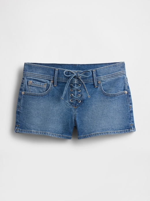 Image number 6 showing, 3" Low Rise Lace-Up Denim Shorts