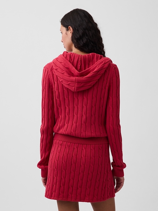 Image number 3 showing, 100% Cotton Cable-Knit Zip Cardigan