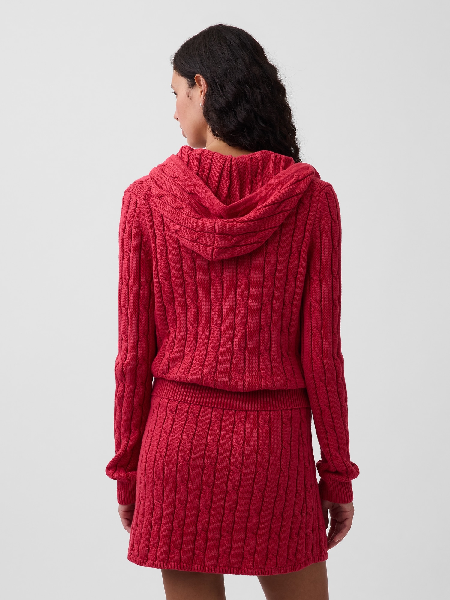 100% Cotton Cable-Knit Zip Cardigan