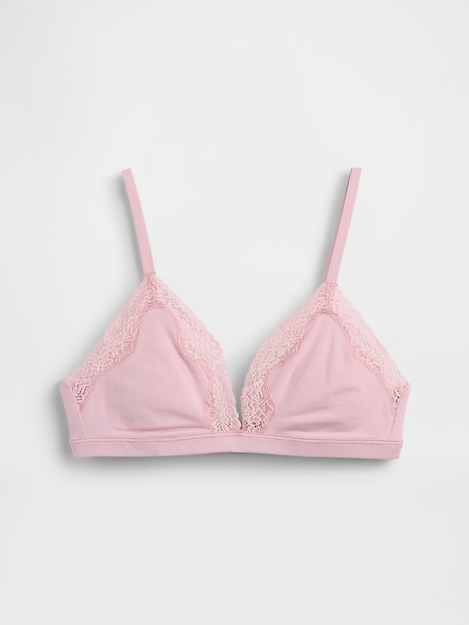 Image number 6 showing, Organic Stretch Cotton Lace-Trim Triangle Bra