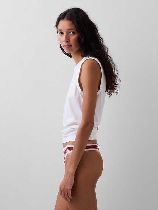 Image number 2 showing, Organic Stretch Cotton Thong (3-Pack)