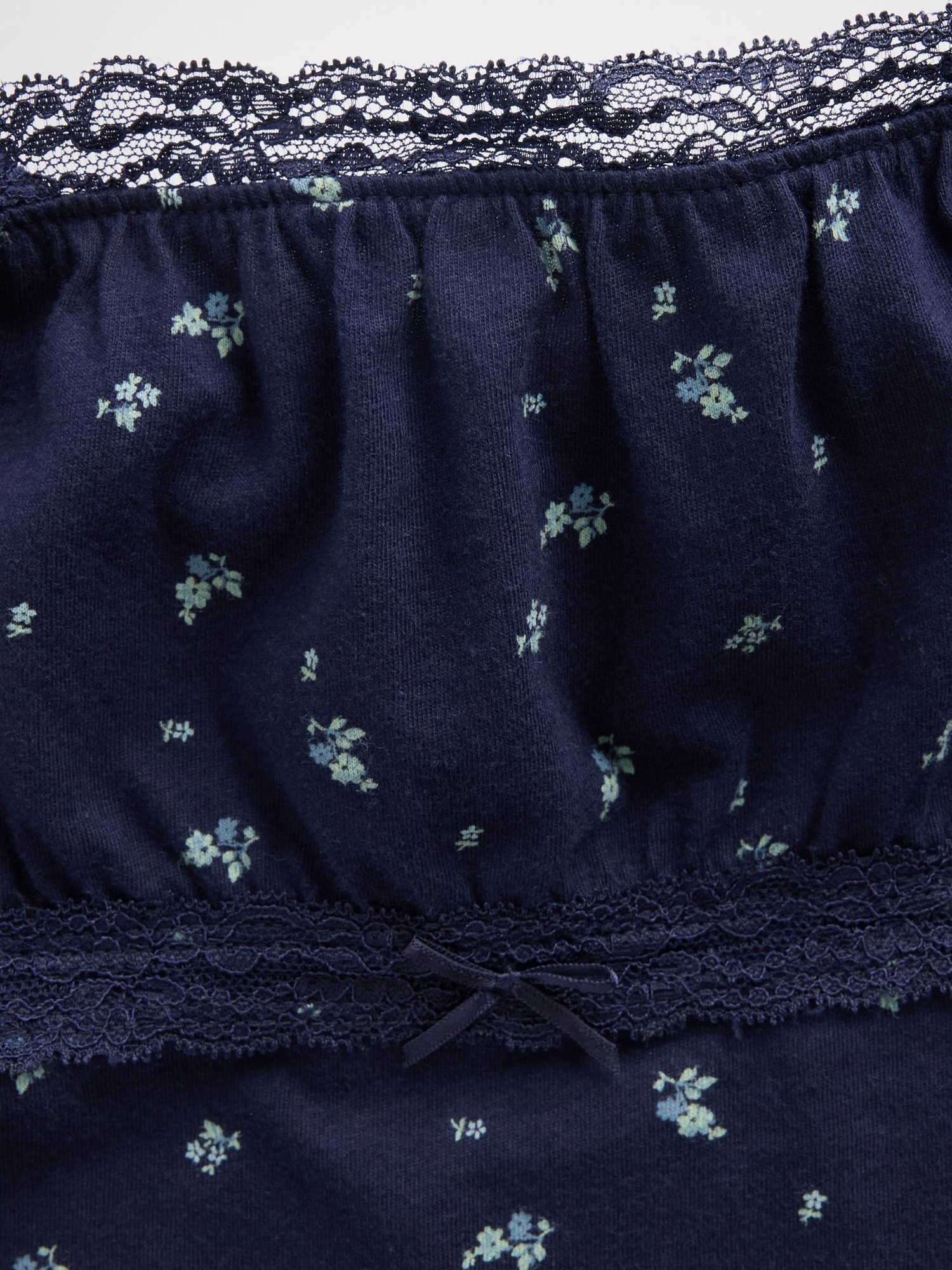 Детский топ Gap Lace-Trim Puff-Sleeve Top, цвет: Тёмно-синий с принтом — фото 4