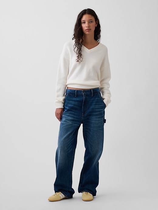 Image number 2 showing, CashSoft Oversized V-Neck Sweater