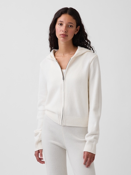 Image number 1 showing, CashSoft Sweater Crop Zip Hoodie