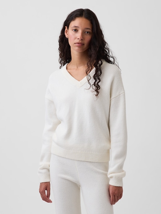 Image number 1 showing, CashSoft Oversized V-Neck Sweater