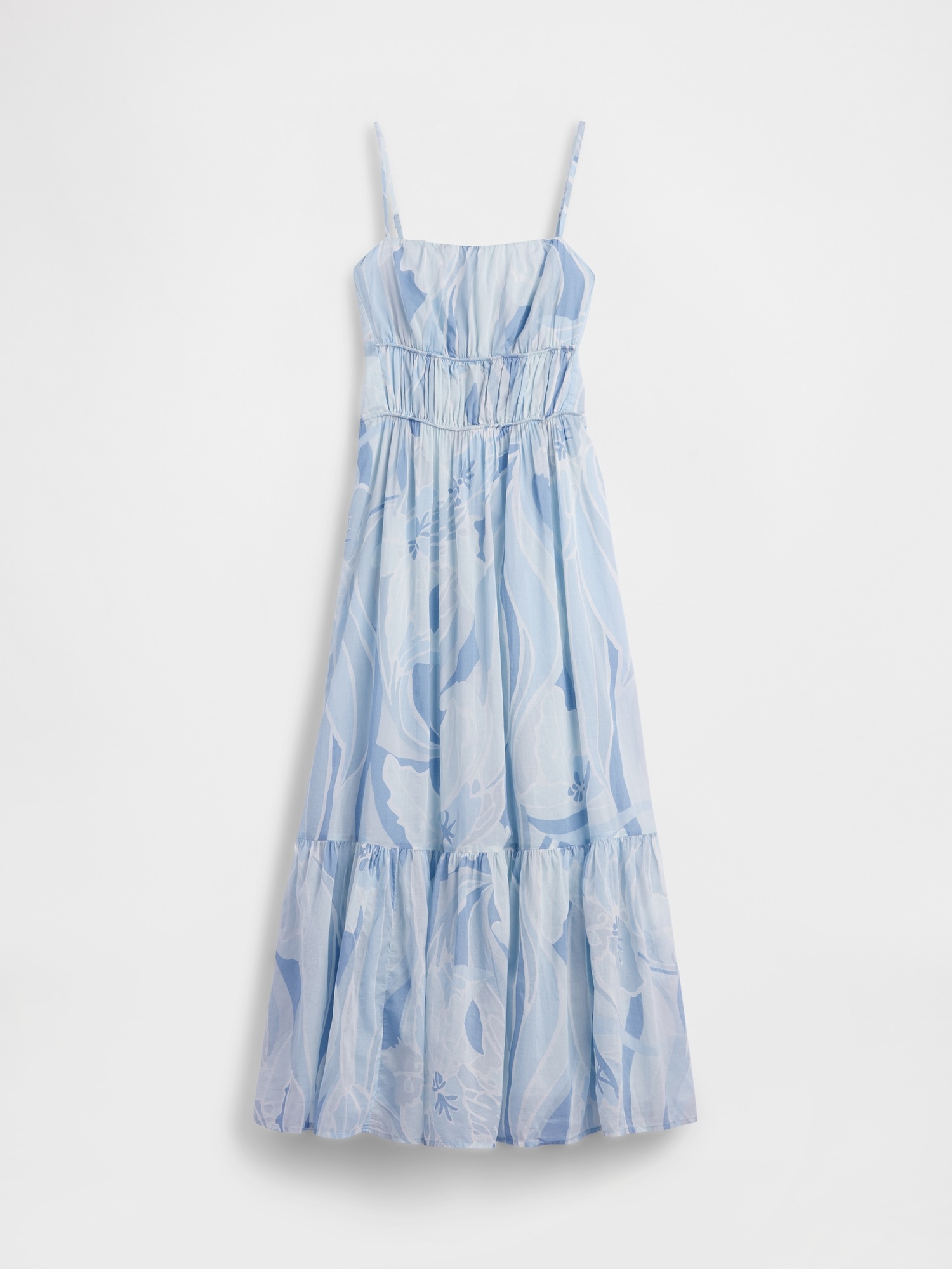 Женское платье Gap Tiered Tie-Back Maxi, цвет: Светлый синий — фото 5