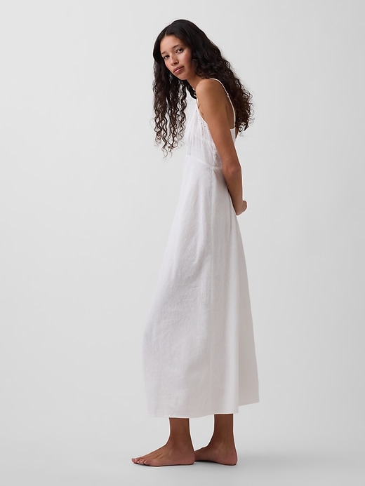 Image number 2 showing, Linen-Blend Embroidered PJ Cami Midi Dress