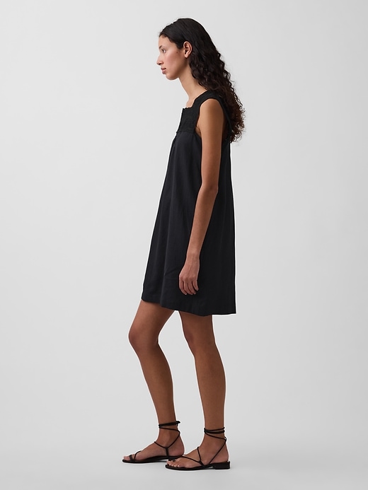 Image number 3 showing, Linen-Blend Crochet Yoke Mini Dress