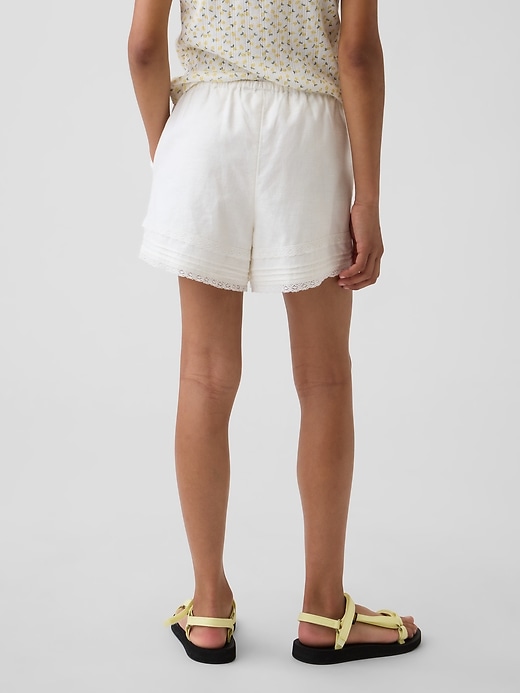 Image number 4 showing, Kids Linen-Cotton Lace-Trim Easy Shorts