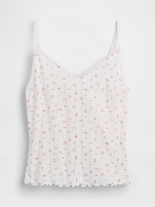 Image number 5 showing, Pointelle Lettuce-Hem Crop PJ Cami