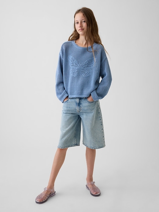 Image number 4 showing, Kids Crochet Oversized Graphic Sweater
