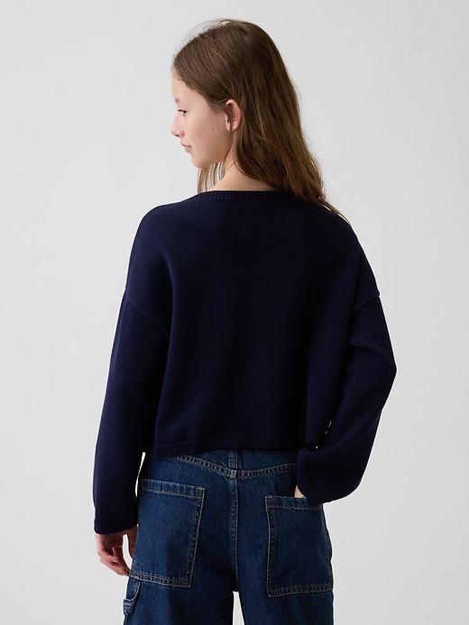 Image number 3 showing, Kids Crochet Oversized Americana Sweater