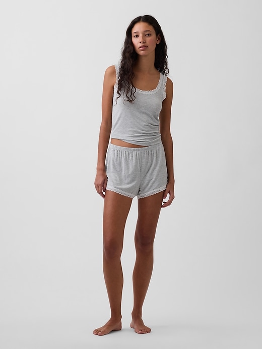 Image number 1 showing, Softest Modal Lace-Trim PJ Shorts