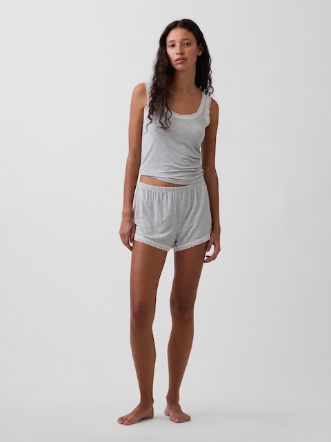 SoftMade Modal Lace-Trim PJ Shorts