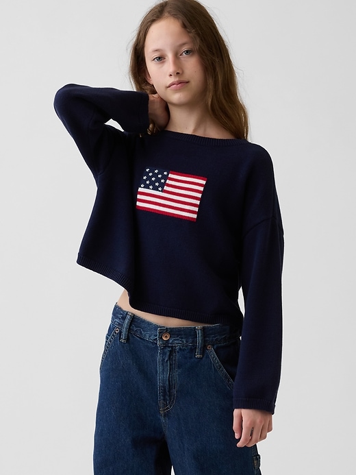 Kids Crochet Oversized Americana Sweater from GAP - $39