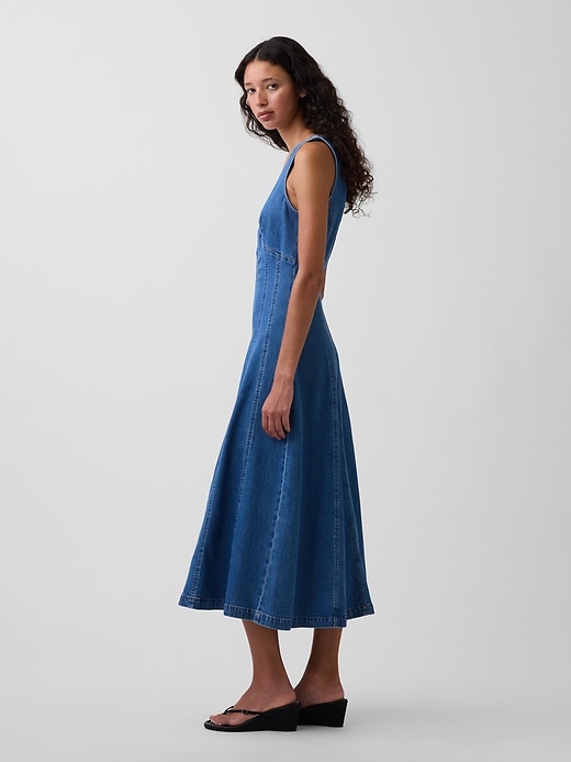 Image number 3 showing, Denim Zip-Front Midi Dress