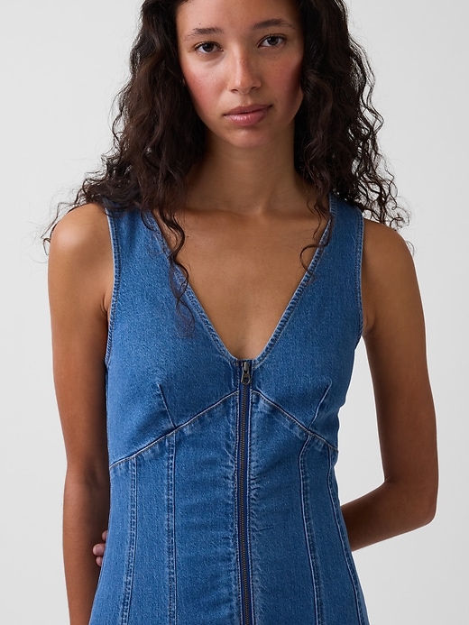 Image number 4 showing, Denim Zip-Front Midi Dress