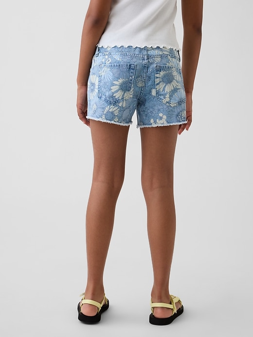 Image number 4 showing, Kids Low Rise Stride Floral Denim Shorts