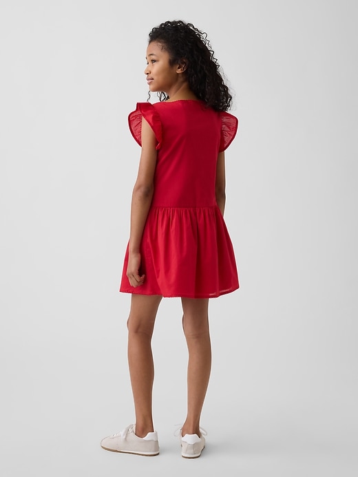 Image number 3 showing, Kids Flutter-Sleeve Lace-Trim Dress