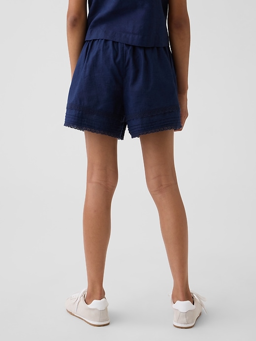 Image number 4 showing, Kids Linen-Cotton Lace-Trim Easy Shorts