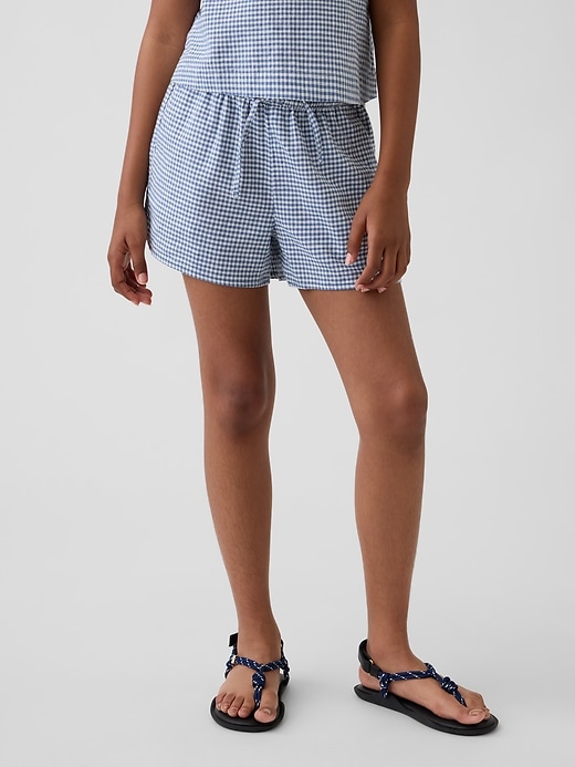 Image number 3 showing, Kids Linen-Cotton Gingham Easy Shorts