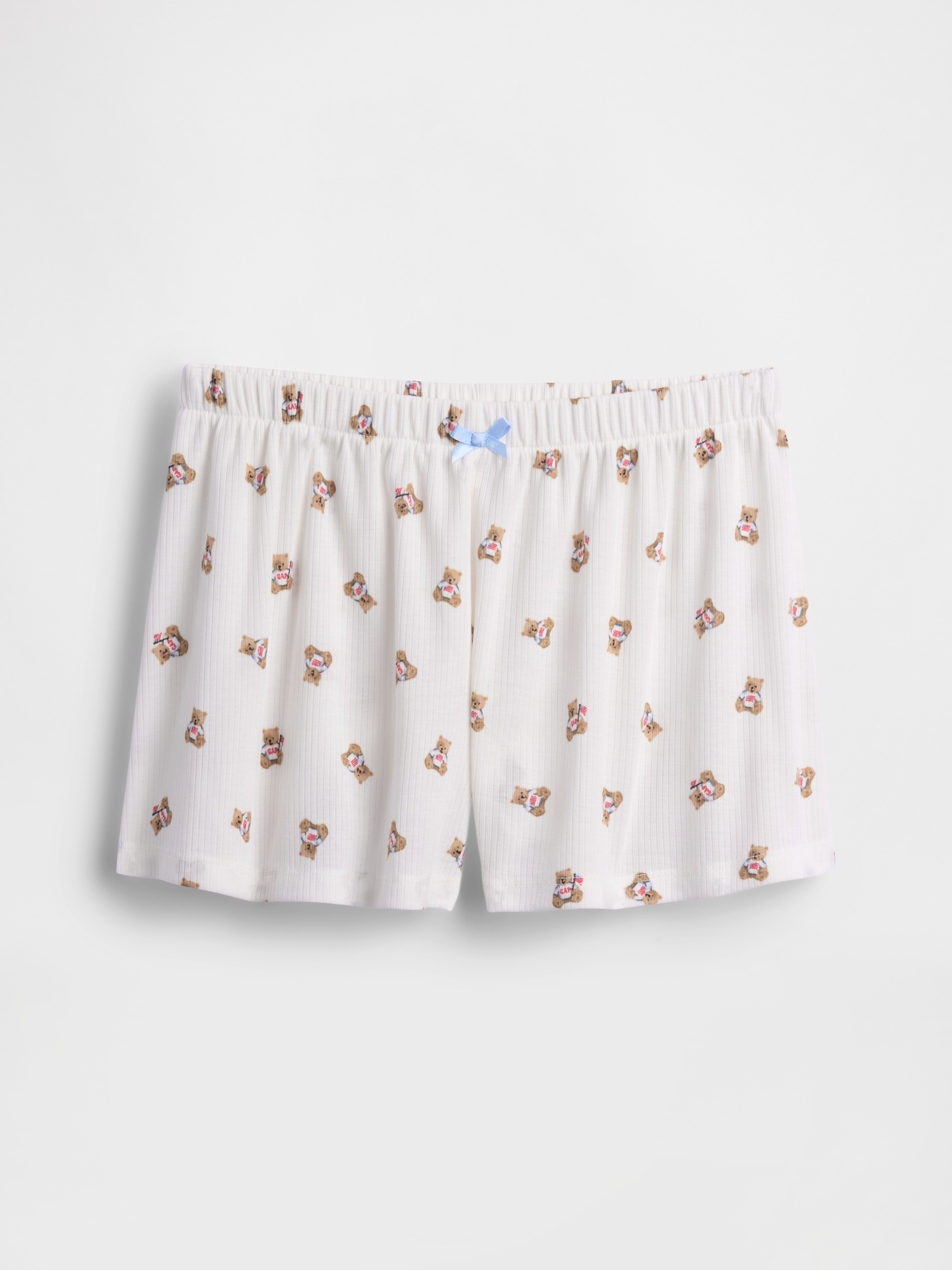 Детские пижамные шорты Gap в рубчик из переработанных материалов, цвет: Brannan Bear — фото 2